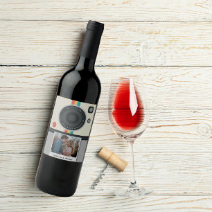Instant Camera Couple Photo Unique Wedding Wine Label