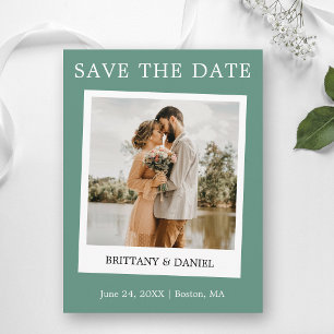 Instant Camera Save The Date Eucalyptus Green Postcard