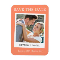 Instant Camera Style Photo Save The Date Coral
