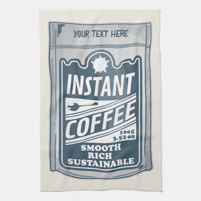 Instant coffee pop art illustration tea towel (Vertical)