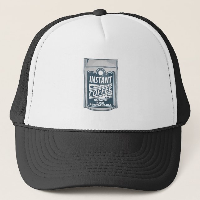 Instant coffee pop art illustration trucker hat (Front)