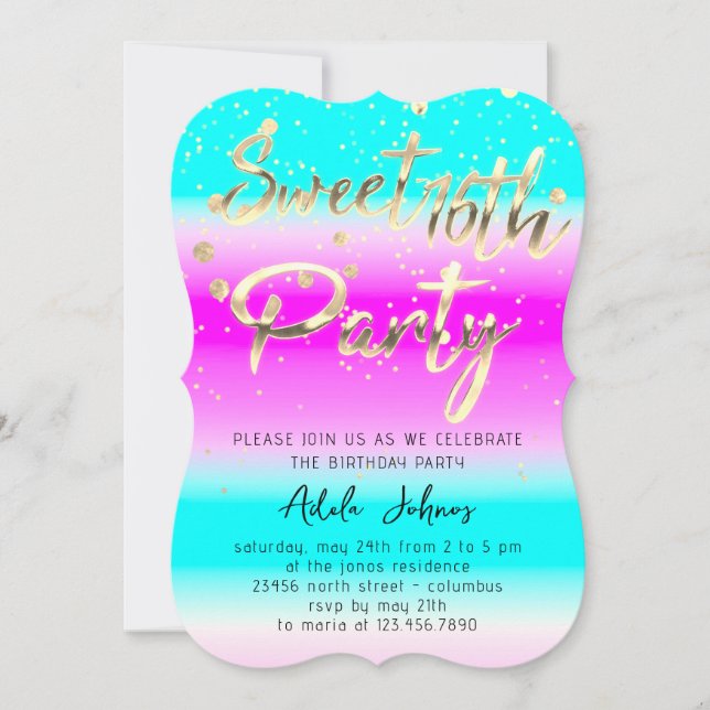 Instant Download Birthday Party Gold Oceanic Invit Invitation (Front)