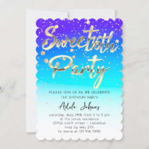 Instant Download Birthday Party Gold Oceanic Invitation
