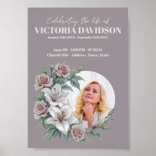 Instant Download Flower Frame Funeral Media Poster
