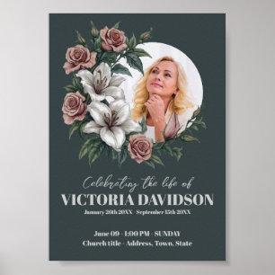 Instant Download Flower Frame Funeral Media Poster