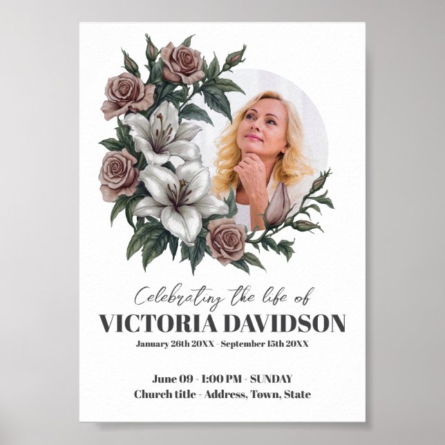 Instant Download Flower Frame Funeral Post Poster (Front)