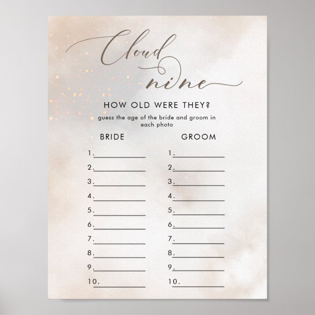Instant Download On Cloud 9 Bridal Shower Game  Poster (Front)