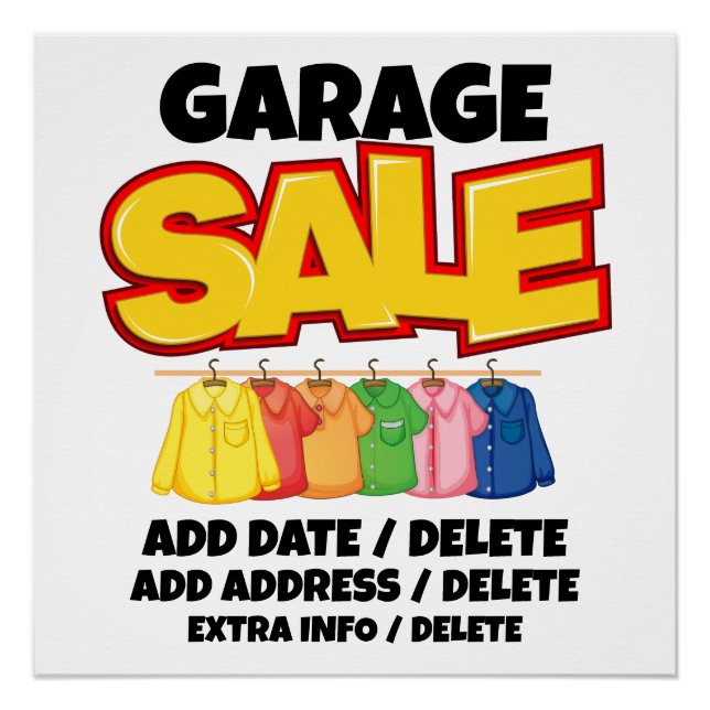 Instant Download / Physical Garage Sale  Poster (Front)