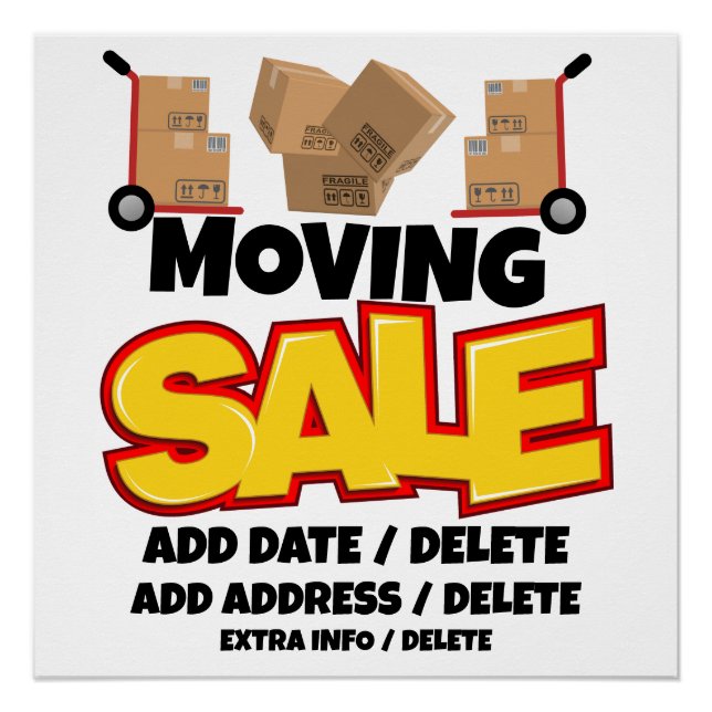 Instant Download / Physical MOVING Sale  Poster (Front)