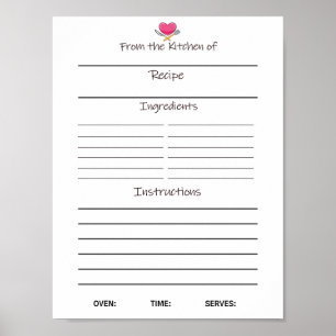 Instant Download Recipe Sheet  or  Poster