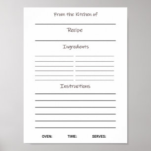 Instant Download Recipe Sheet   Poster