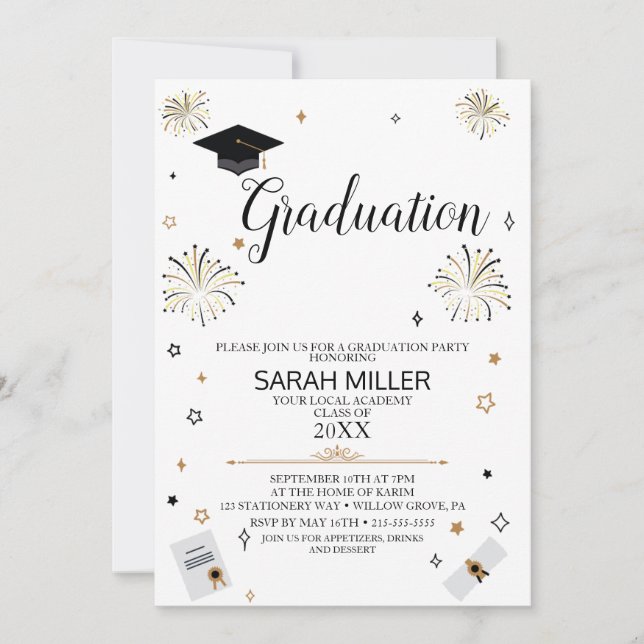 Instant Editable Graduation Party Invitation,Fun Invitation (Front)