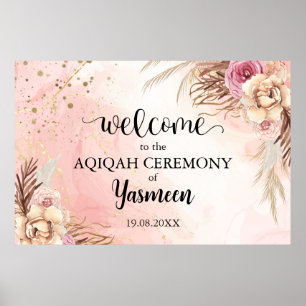 Instant Floral Aqiqah Aqeeqah Welcome Poster Sign