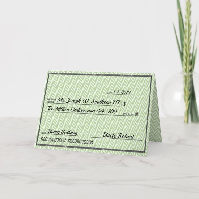 Instant Millionaire Check Any Occasion Card (Front)