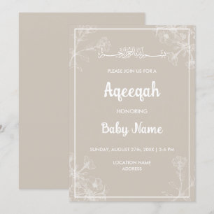Instant Modern Floral Aqeeqah Aqiqah Invitation