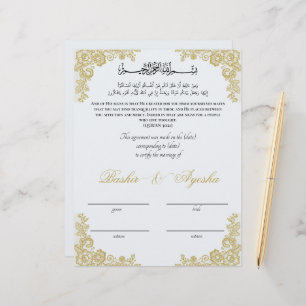 Instant Personalised Nikkah Marriage Certificate 
