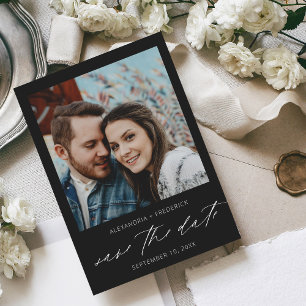 Instant Photo Black Chic Save the Date Invitation
