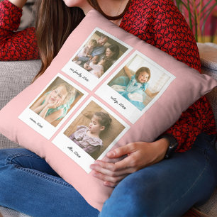 Instant Photo Collage Editable Background Colour Cushion
