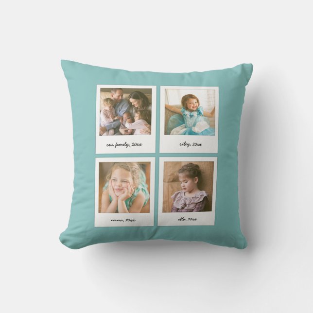 Instant Photo Collage Editable Background Colour Cushion (Front)