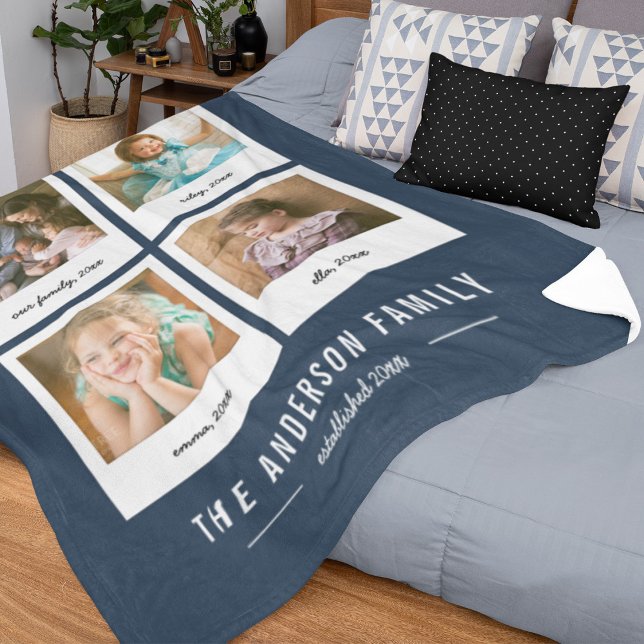 Instant Photo Collage Editable Background Colour Fleece Blanket (Creator Uploaded)