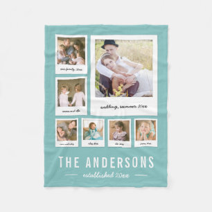 Instant Photo Collage Editable Background Colour Fleece Blanket