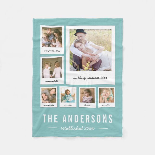 Instant Photo Collage Editable Background Colour Fleece Blanket (Front)