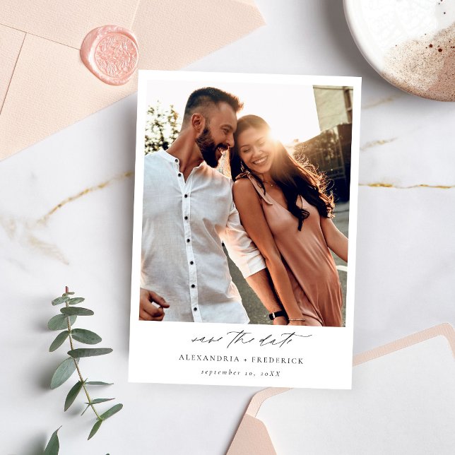 Instant Photo -Long White Chic Save the Date Invitation (Creator Uploaded)