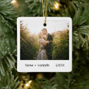 Instant Photo   Newlywed First Christmas Ceramic Ornament