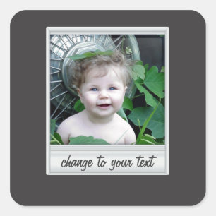 instant photo - photoframe - on black square sticker