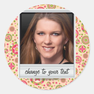 Instant photo - photoframe with pattern classic round sticker