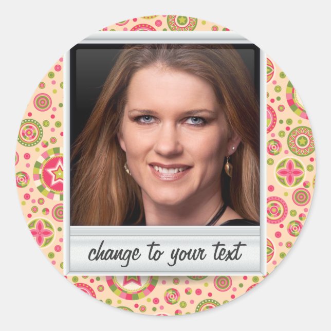 Instant photo - photoframe with pattern classic round sticker (Front)