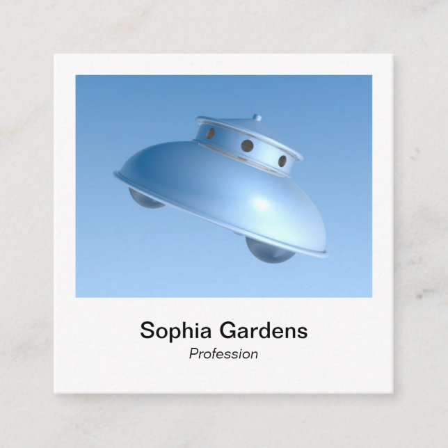 Instant Photo Style - Classic Flying Saucer Square Business Card (Front)