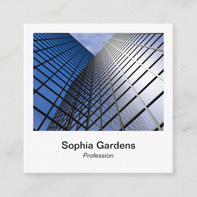 Instant Photo Style - Tall Building Square Business Card (Front)