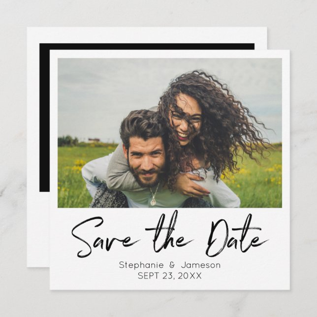 Instant Photo & Typography Save the Date Print V2 Invitation (Front/Back)