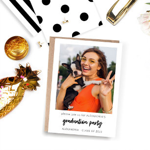 Instant Photo Vertical White 2 Graduation Party  Invitation