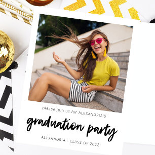 Instant Photo White 2 Graduation Party Invitation