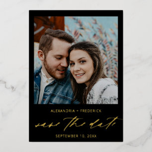 Instant Photo White Chic Save the Date Black Full 