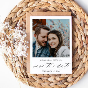 Instant Photo White Chic Save the Date Invitation