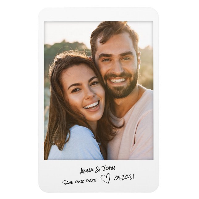 Instant photo with handwritten notes Save the Date Magnet (Vertical)