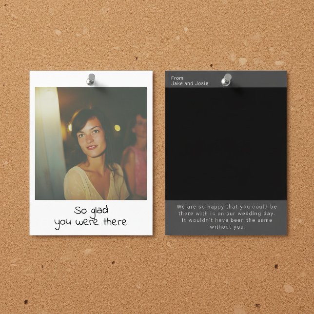 Instant photograph retro wedding memory keepsake postcard (Instant photo style wedding thank you card. Double sided.)