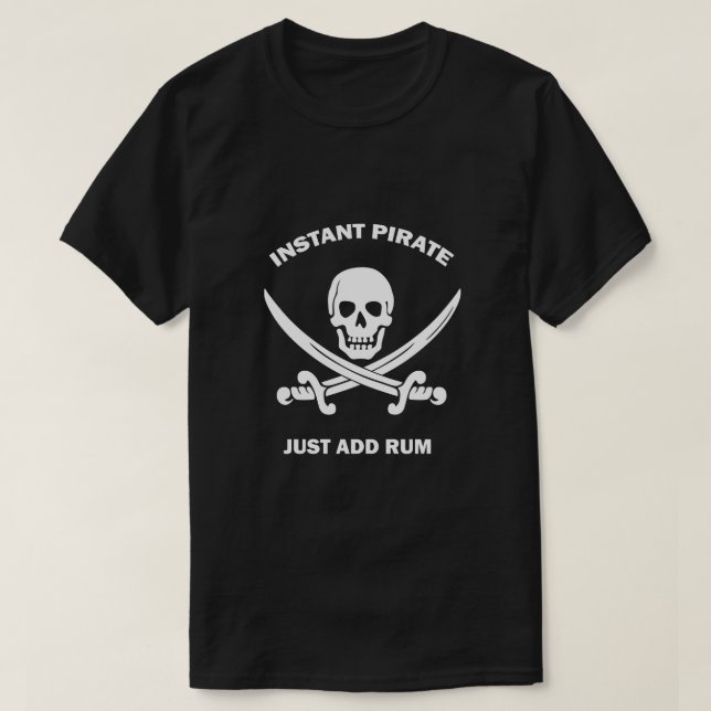 Instant Pirate Add Rum Basic Black T-Shirt (Design Front)