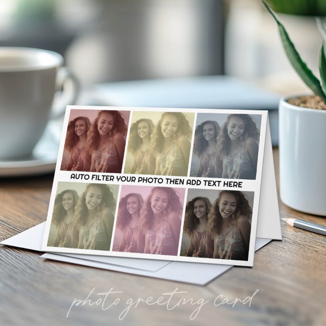 Instant Pop Art Photo Collage Auto Filter Card (Custom Photo Folded Greeting Card)