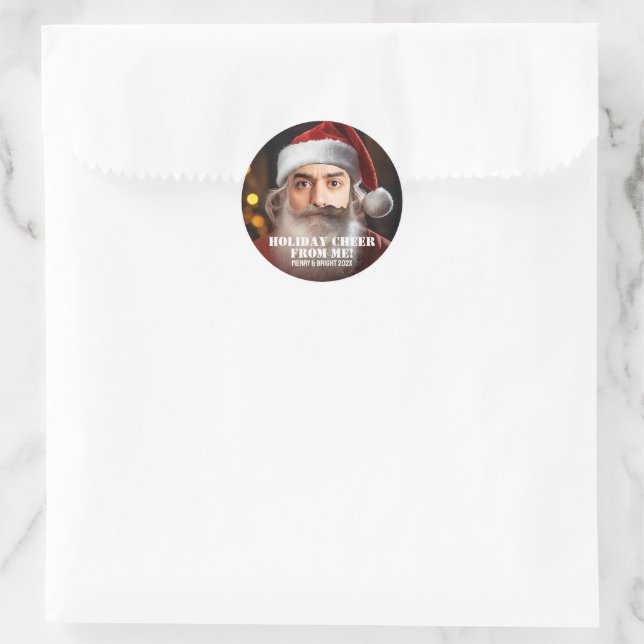 Instant Santa! Just add your face. Classic Round Sticker (Bag)