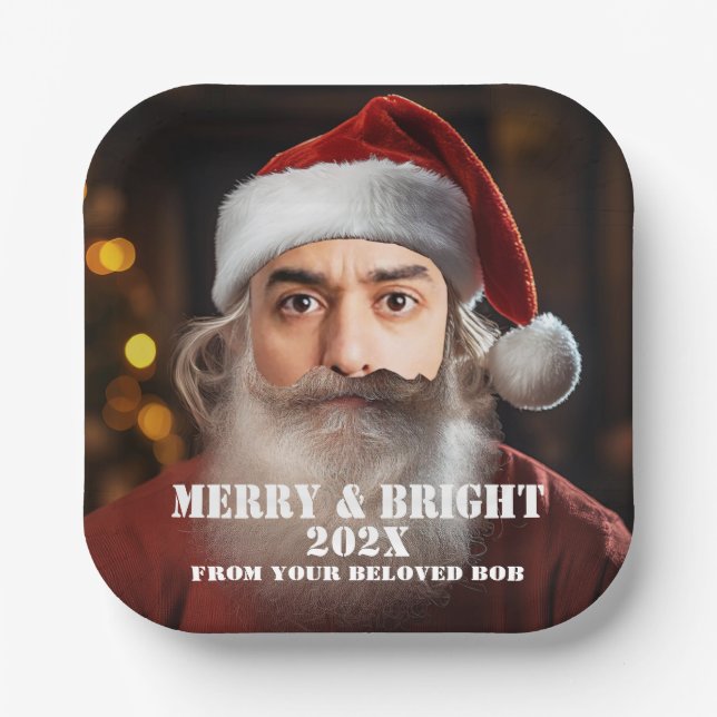 Instant Santa! Just add your face. Paper Plate (Front)