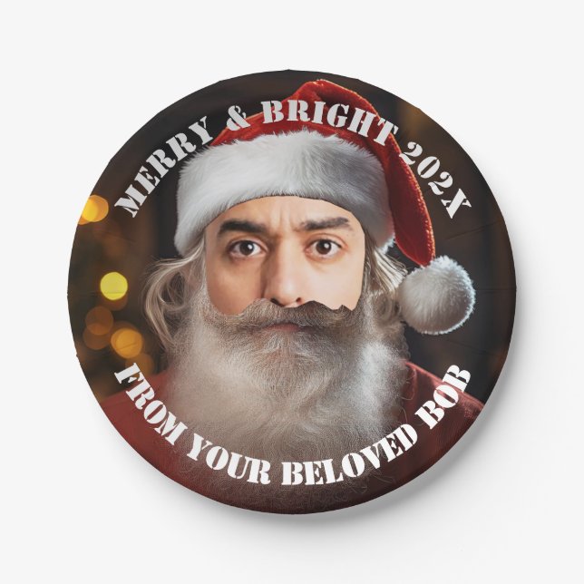 Instant Santa! Just add your face. Paper Plate (Front)