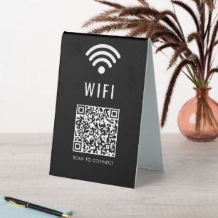 Instant WiFi Access Black Table Sign with QR Code