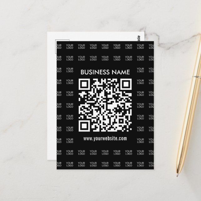 Instantly Create Scannable QR code & Logo Pattern Postcard (Front/Back In Situ)