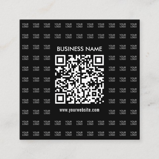 Instantly Create Scannable QR code & Logo Pattern Square Business Card (Front)