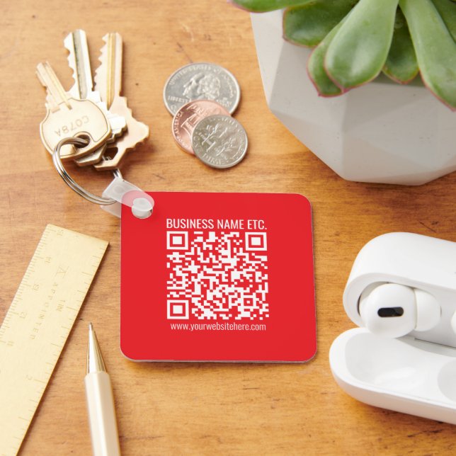 Instantly Create Your Own QR Code | Editable Red Key Ring (Desk)