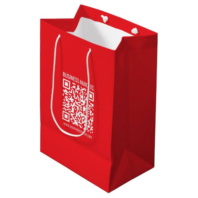 Instantly Create Your Own QR Code | Editable Red Medium Gift Bag (Front Angled)